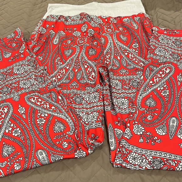 Floral Blooming / Red & White Floral Drawstring-Waist Lounge Pants / NWT / Small - Picture 8 of 8